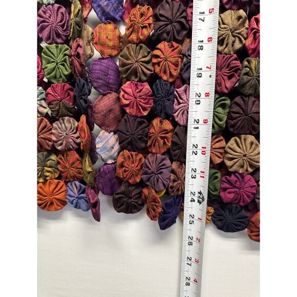 Handmade Yo-Yo Patchwork Silk Vest π Vintage Boho Festival Top β 100% Silk - Picture 6 of 7